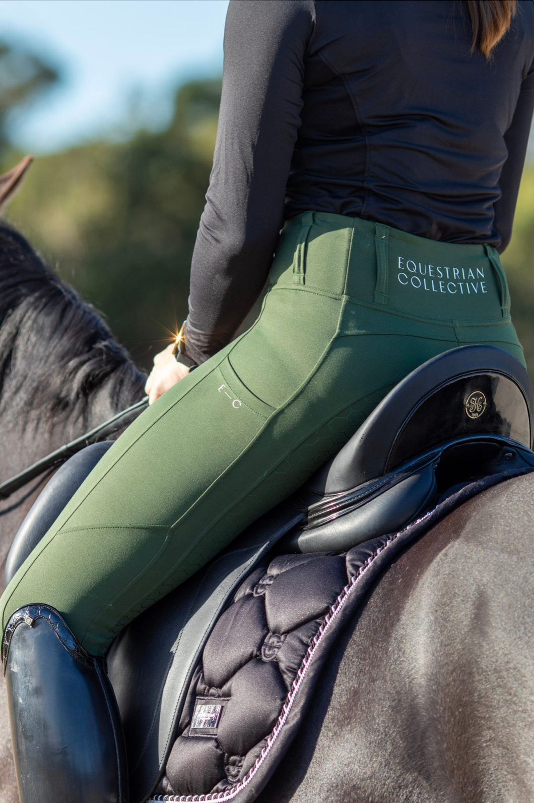 Equestrian Collective Tights - Forest Green (without belt loops)