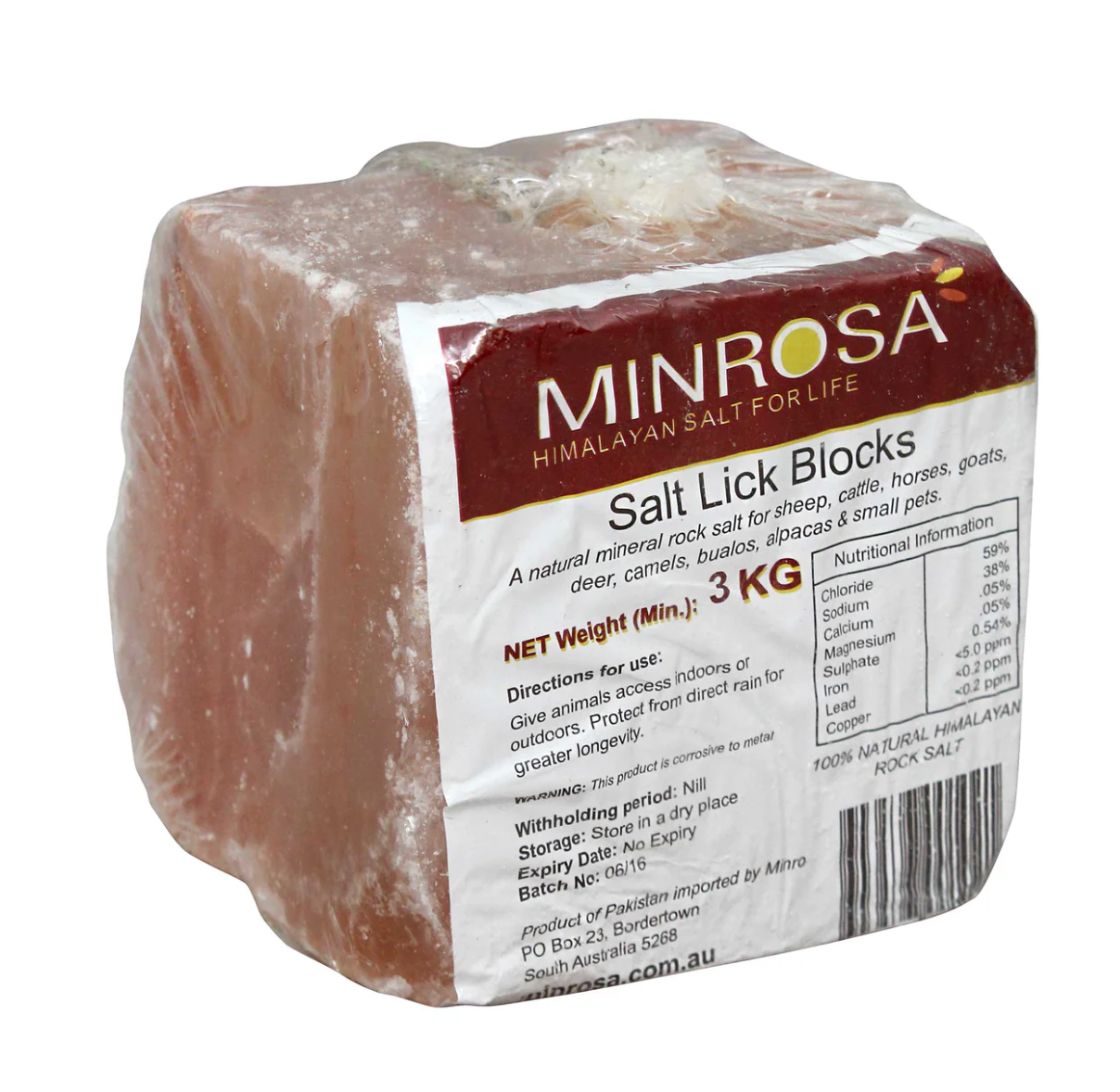 Minrosa Himalayan Salt Lick Block with Rope 3kg